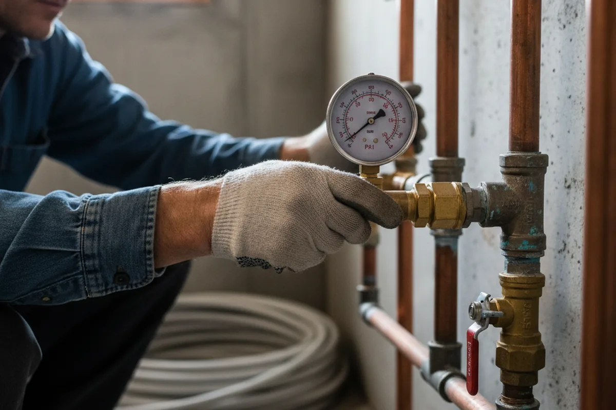 Pressure testing a repaired line during Water Line Repair in Kipton