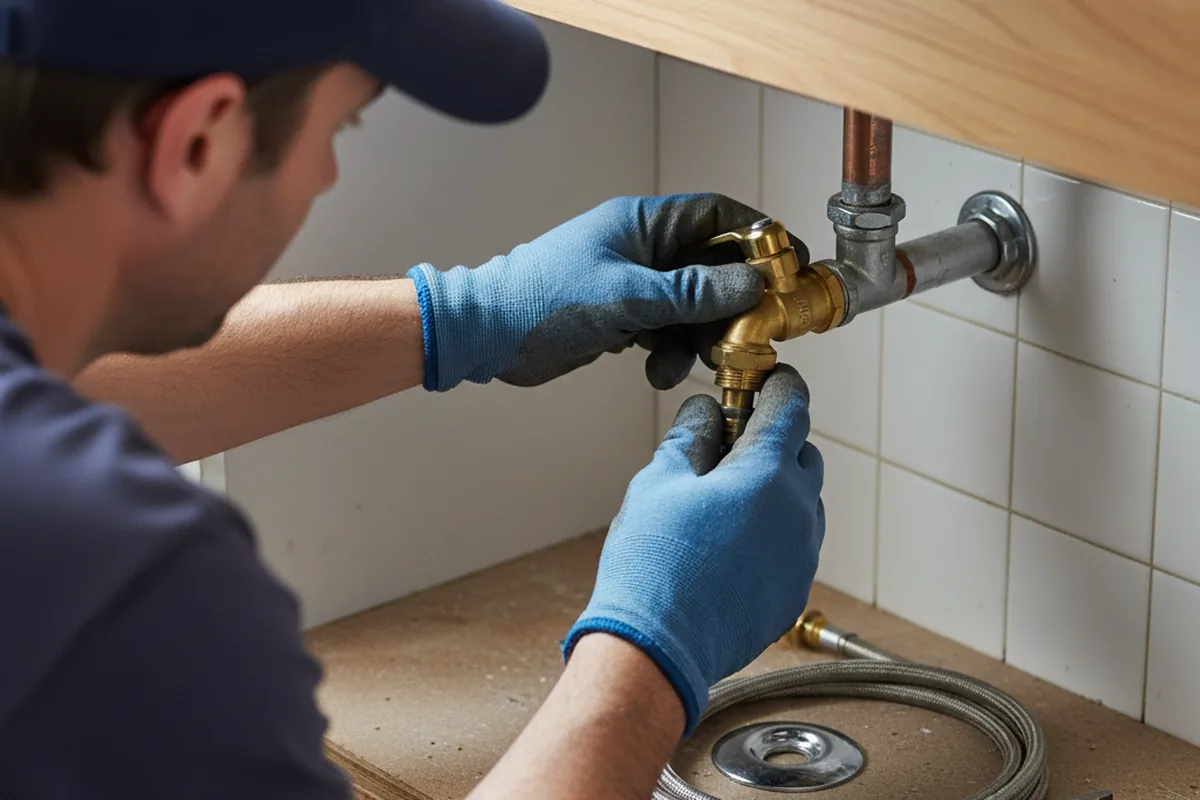 Shutoff valve and fitting work during Burst Pipe Repair in Kipton